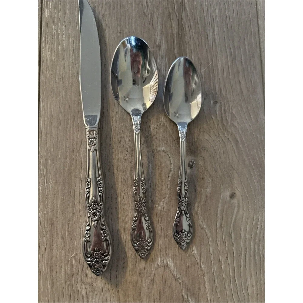 3 PCs Oneida GALVESTON Stainless Flatware 1 Oval Place Spoon 1 teaspoon‎ 1 Knife